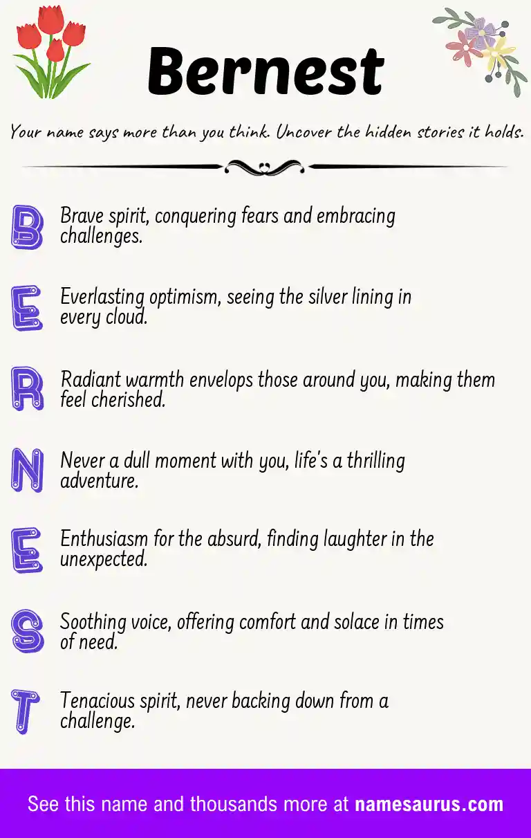 Acrostic poem about Bernest.