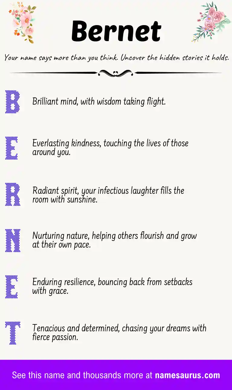 Acrostic poem about Bernet.