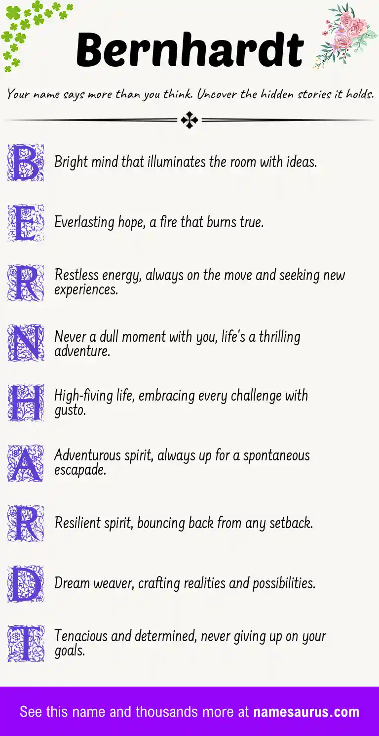 Acrostic poem about Bernhardt.