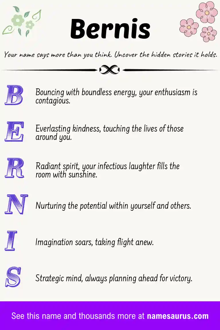 Acrostic poem about Bernis.