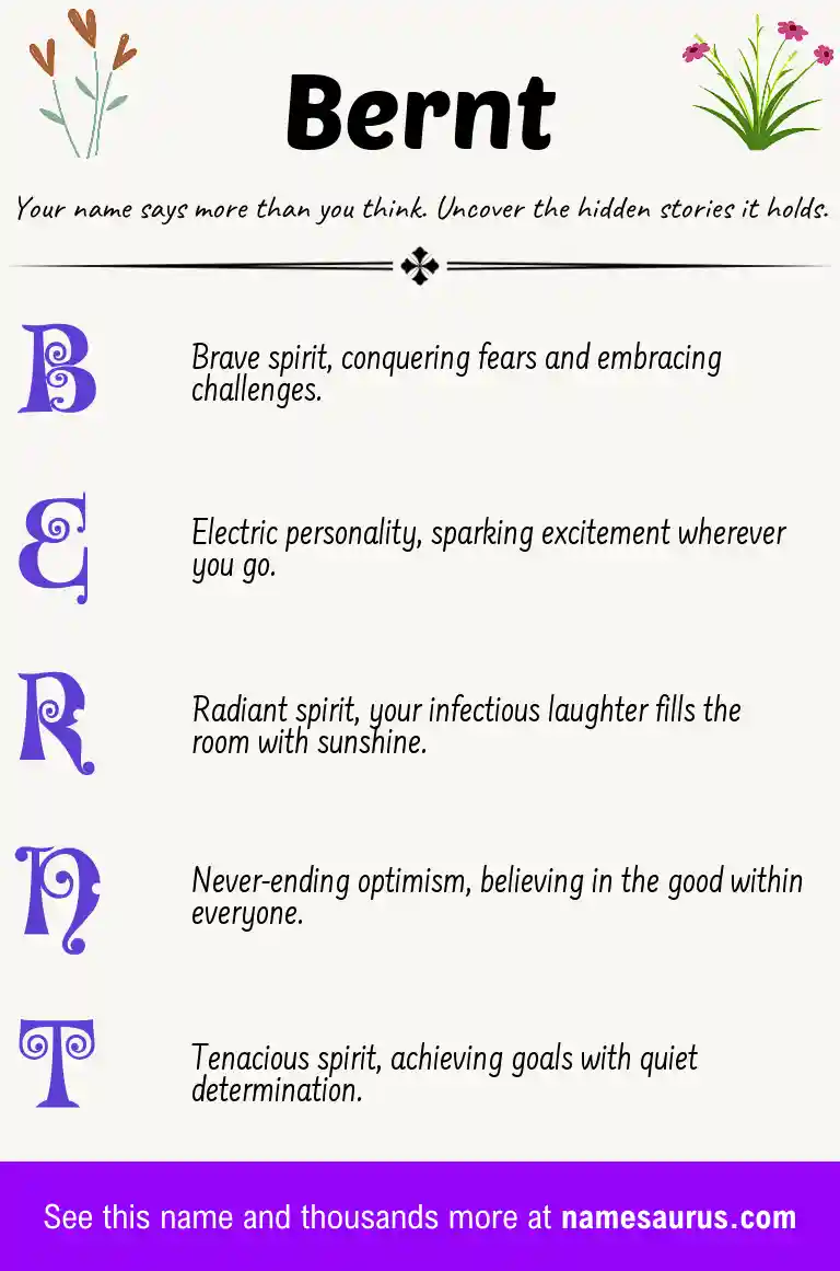 Acrostic poem about Bernt.