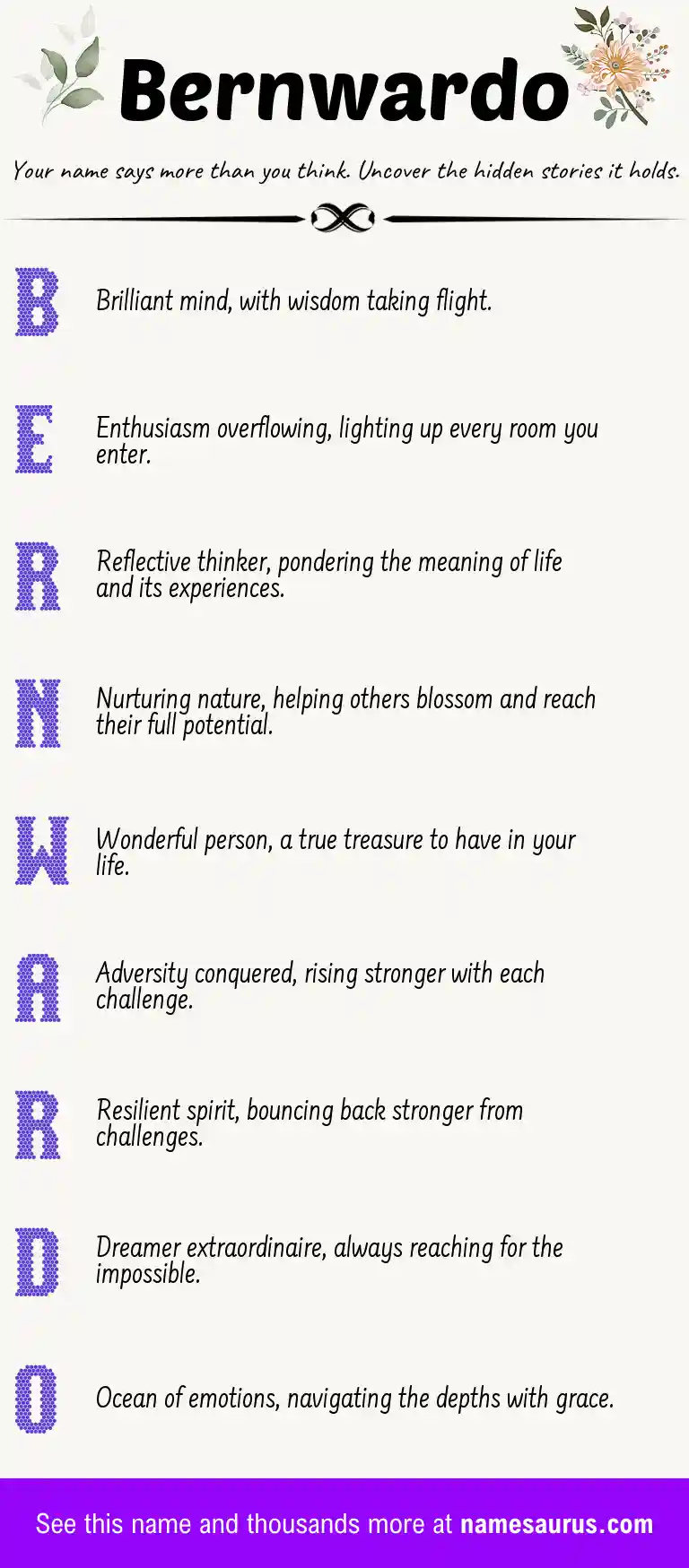 Acrostic poem about Bernwardo.