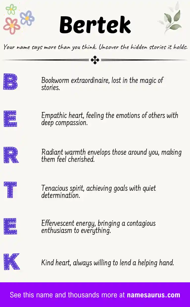 Acrostic poem about Bertek.