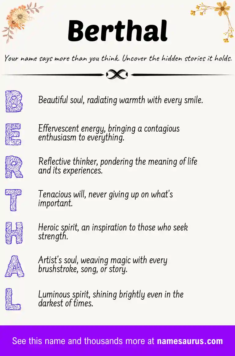 Acrostic poem about Berthal.