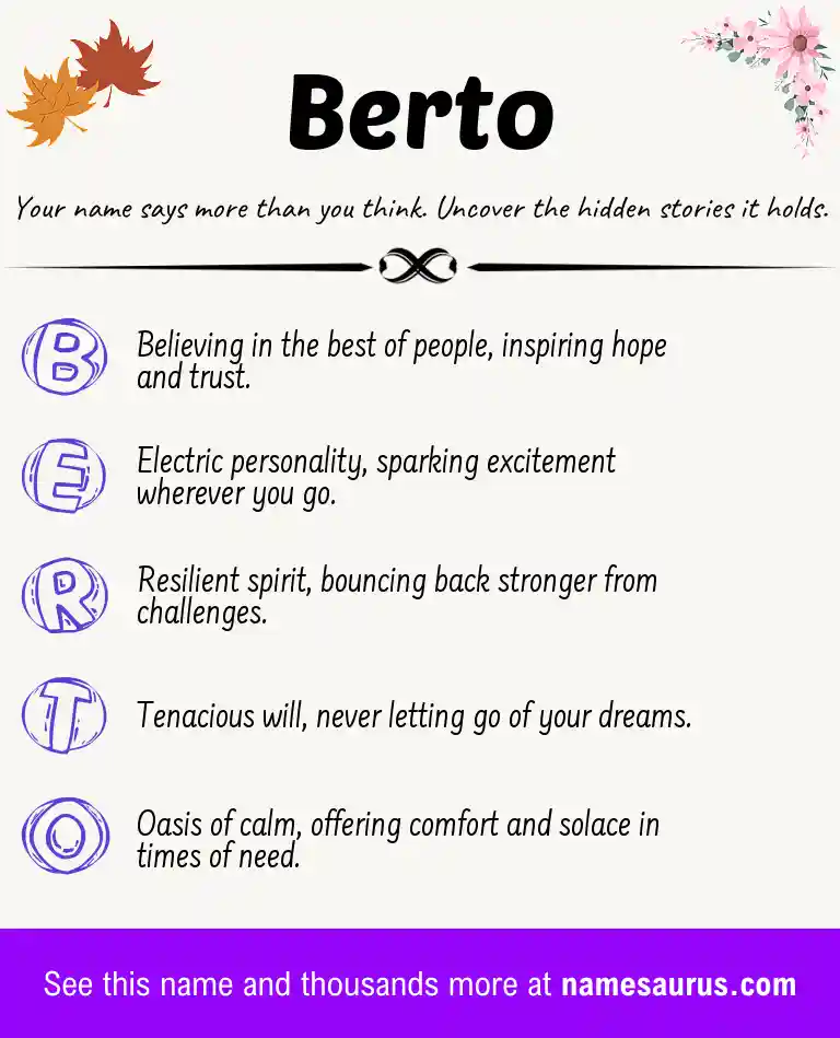 Acrostic poem about Berto.