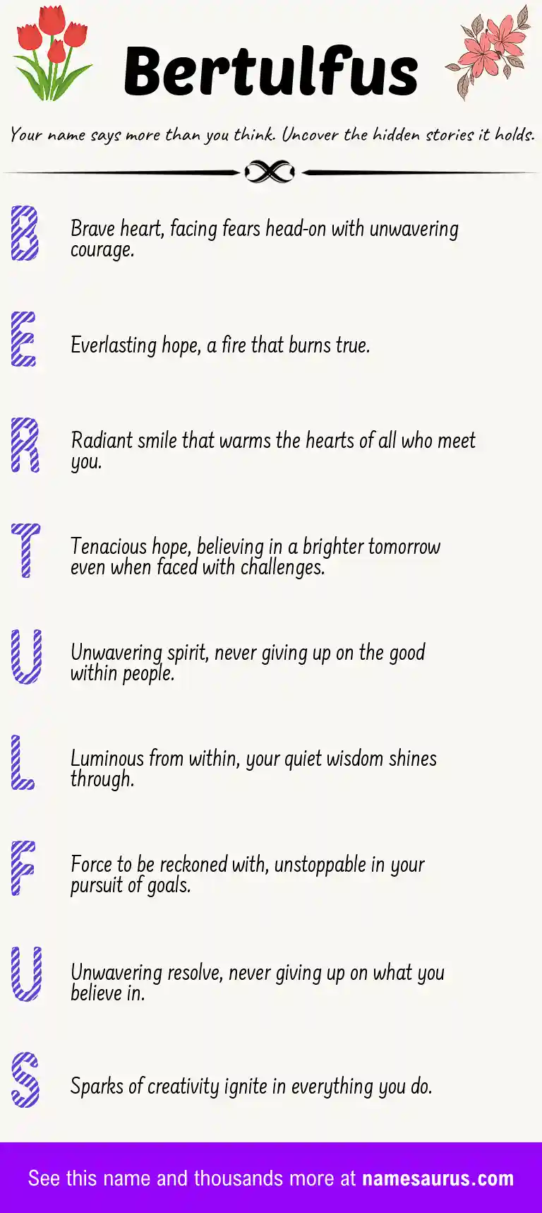 Acrostic poem about Bertulfus.