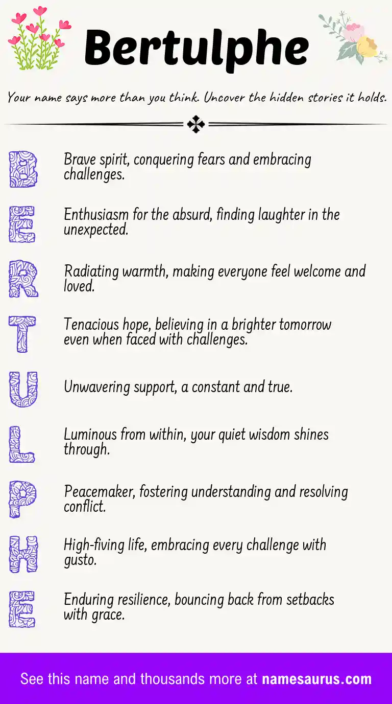 Acrostic poem about Bertulphe.