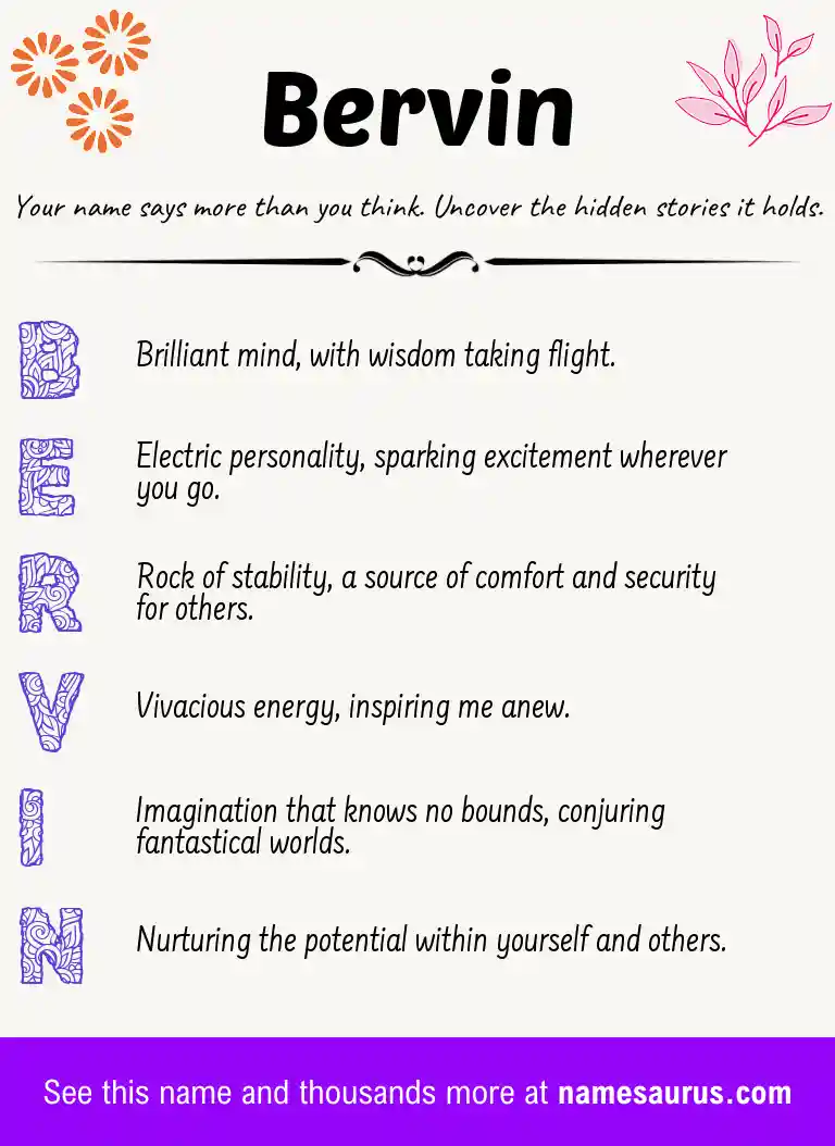 Acrostic poem about Bervin.