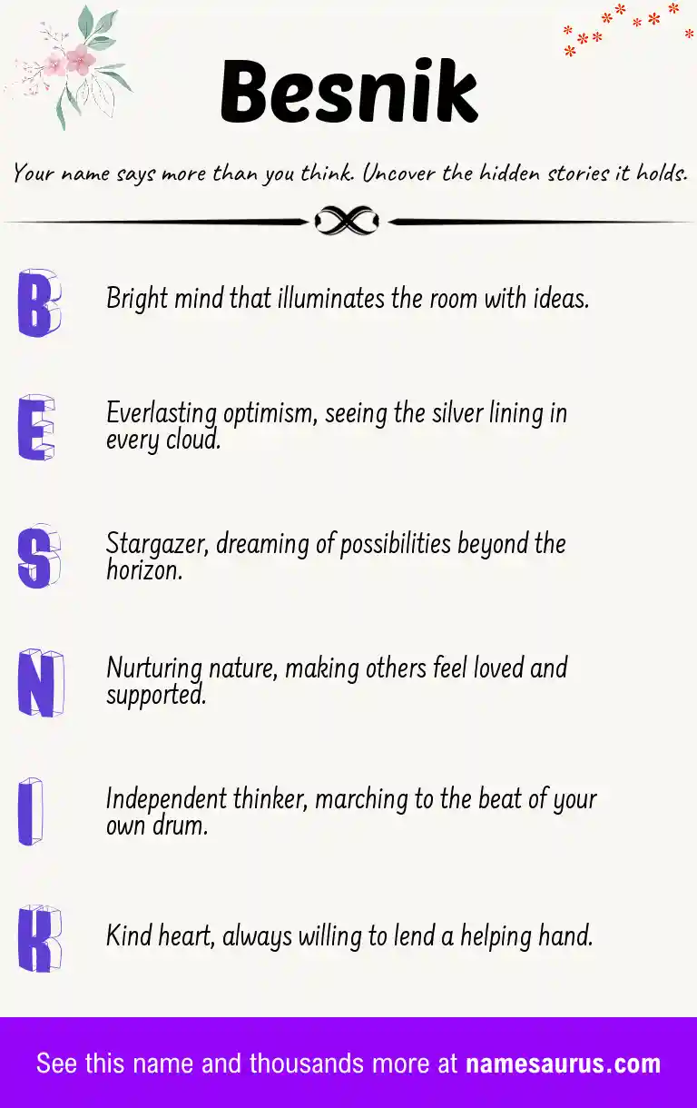 Acrostic poem about Besnik.