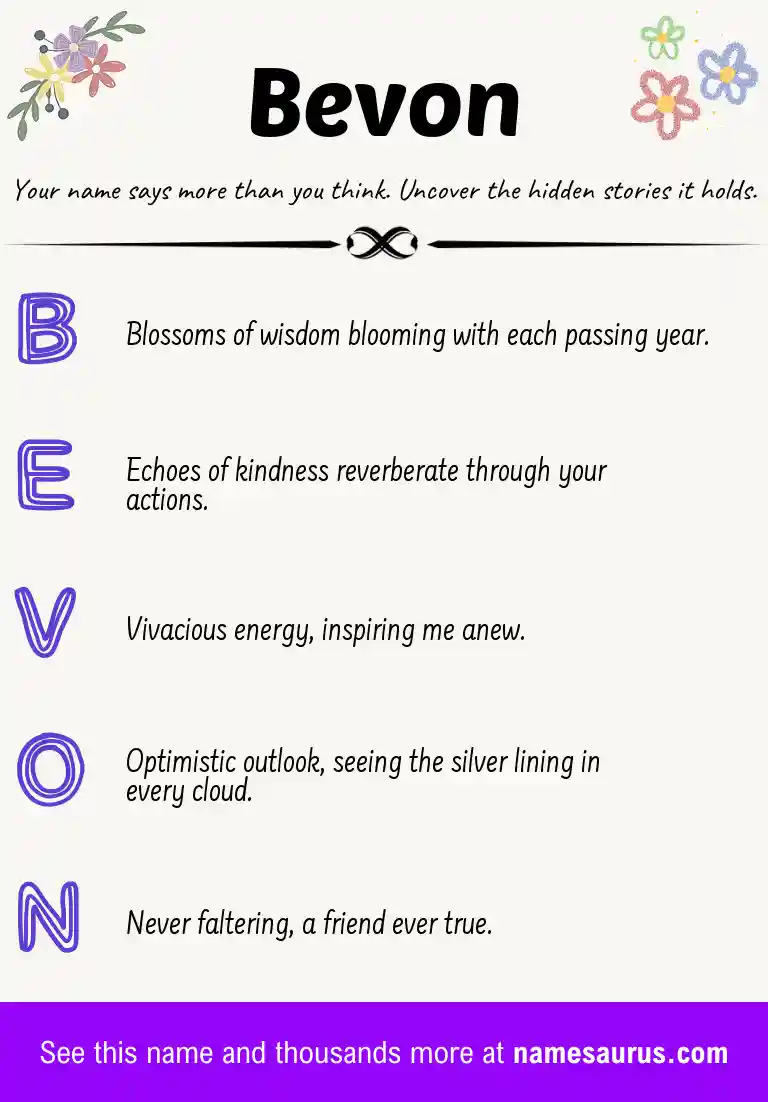 Acrostic poem about Bevon.