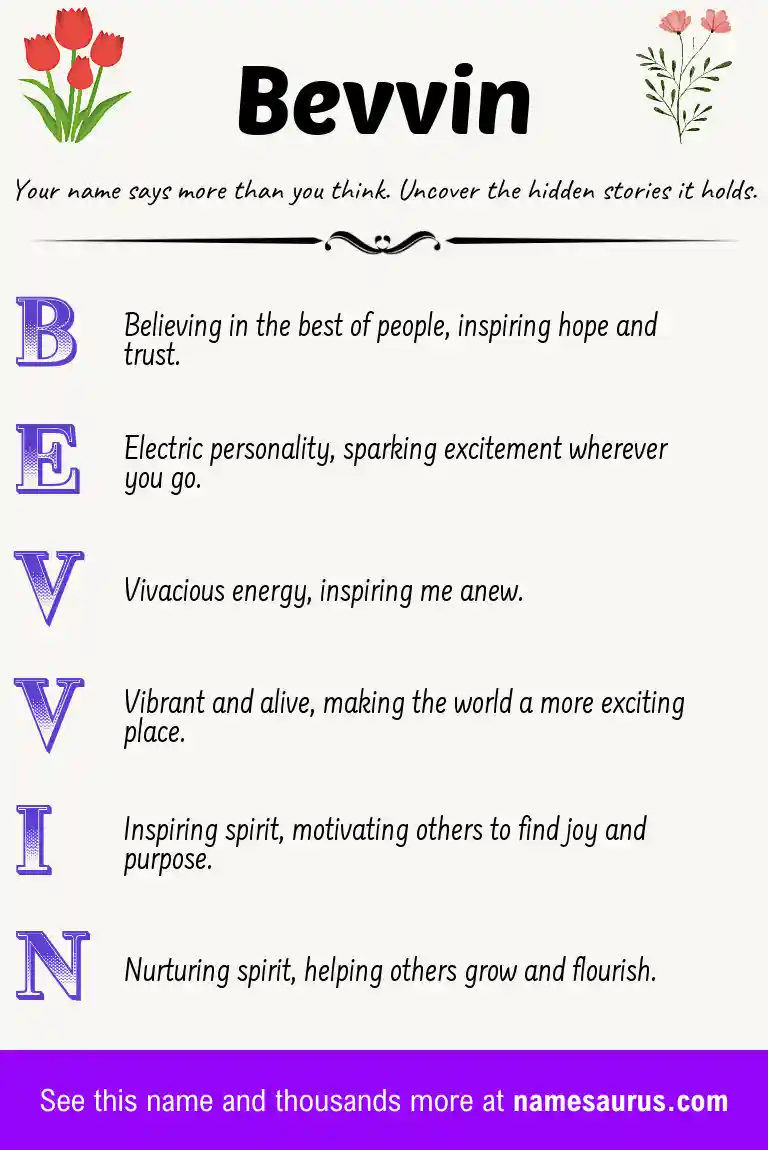 Acrostic poem about Bevvin.