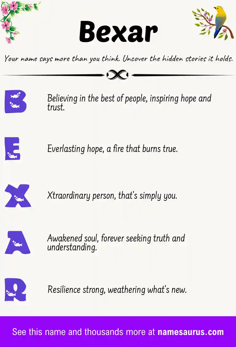 Acrostic poem about Bexar.