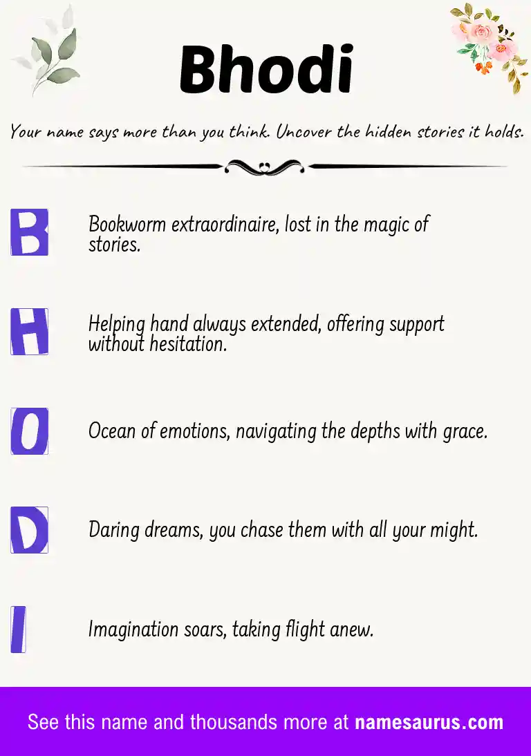 Acrostic poem about Bhodi.