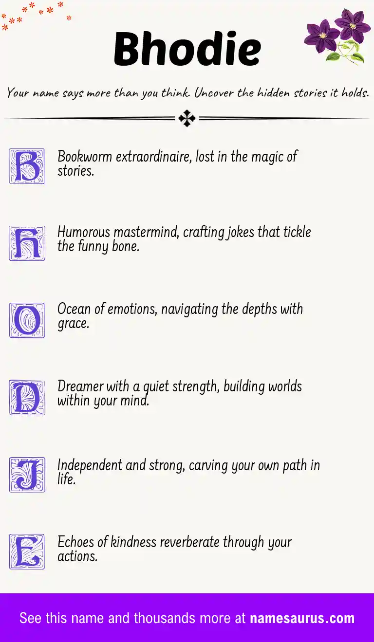 Acrostic poem about Bhodie.