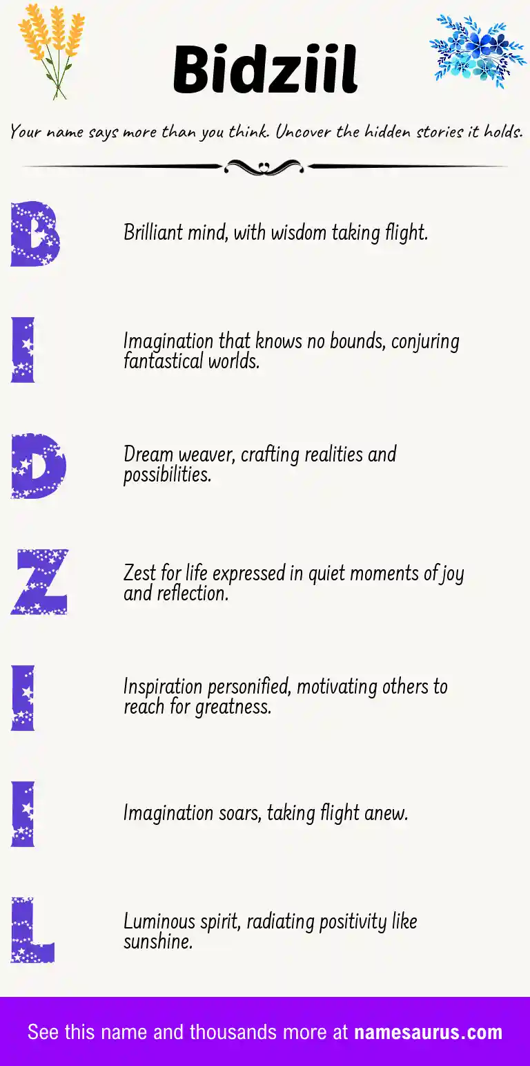 Acrostic poem about Bidziil.