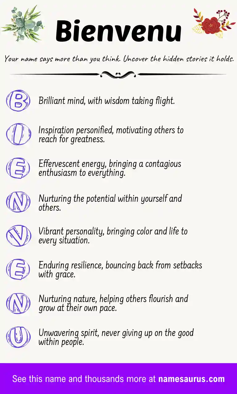 Acrostic poem about Bienvenu.