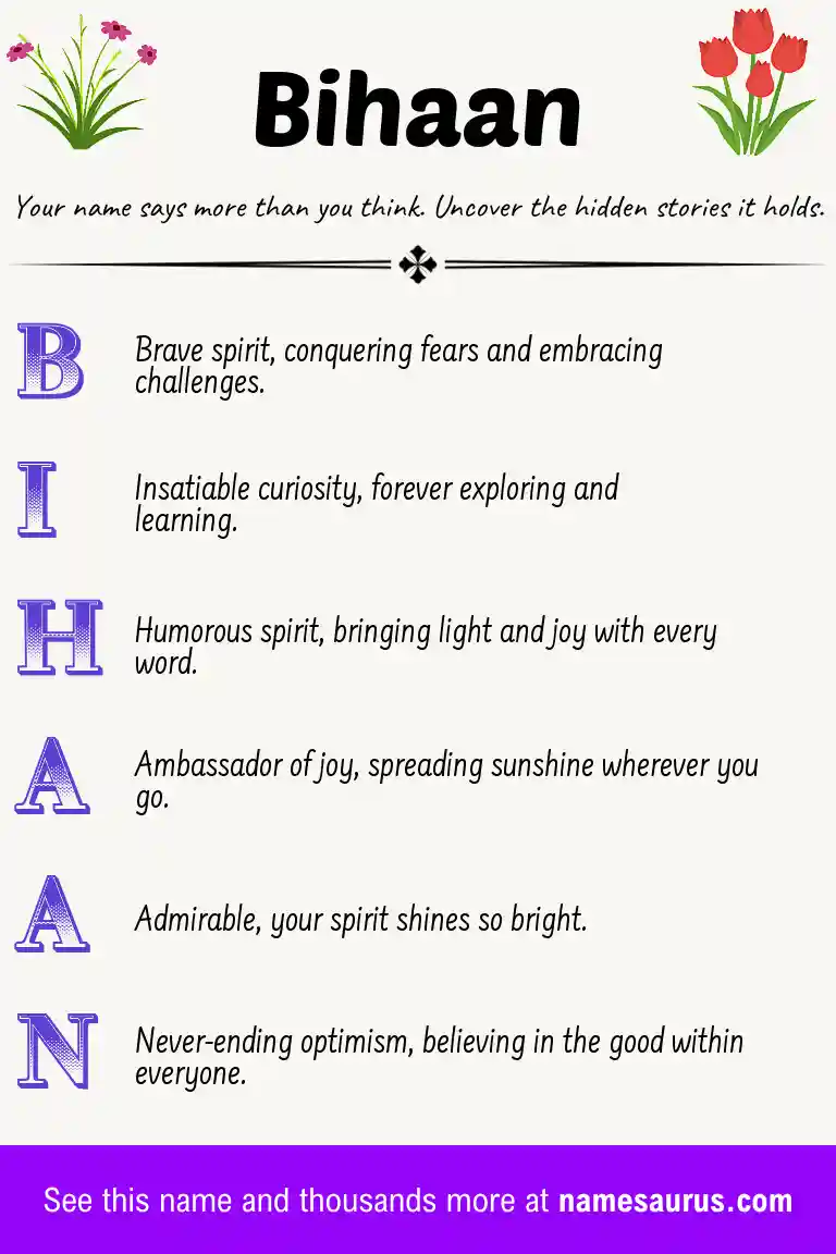 Acrostic poem about Bihaan.