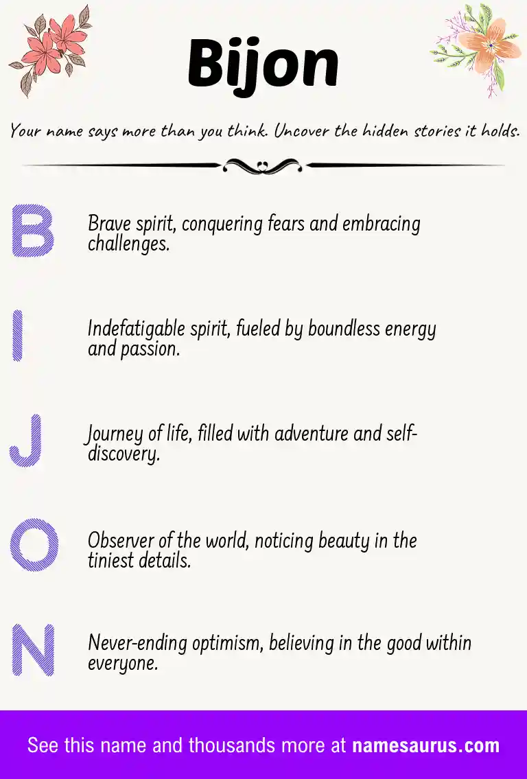 Acrostic poem about Bijon.
