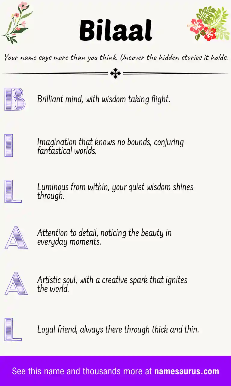 Acrostic poem about Bilaal.