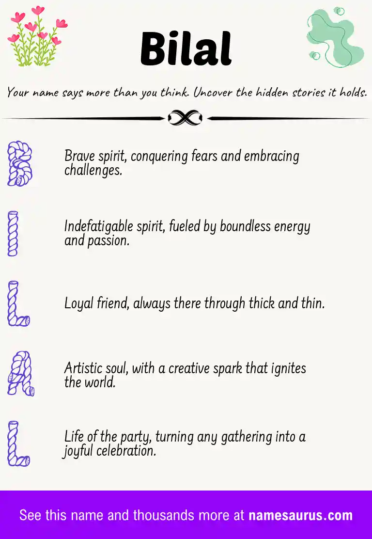 Acrostic poem about Bilal.