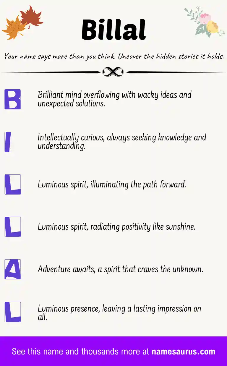 Acrostic poem about Billal.