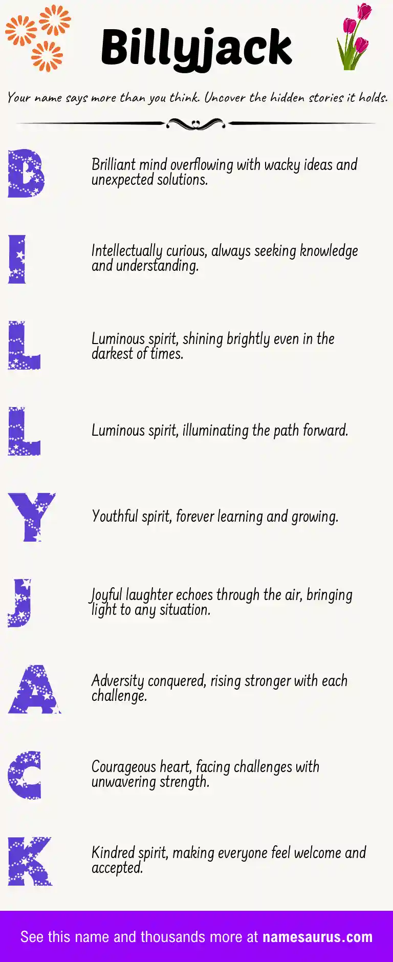Acrostic poem about Billyjack.