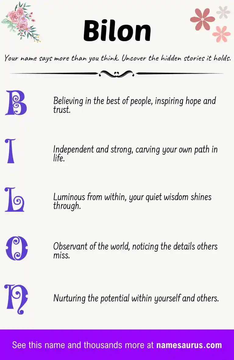 Acrostic poem about Bilon.