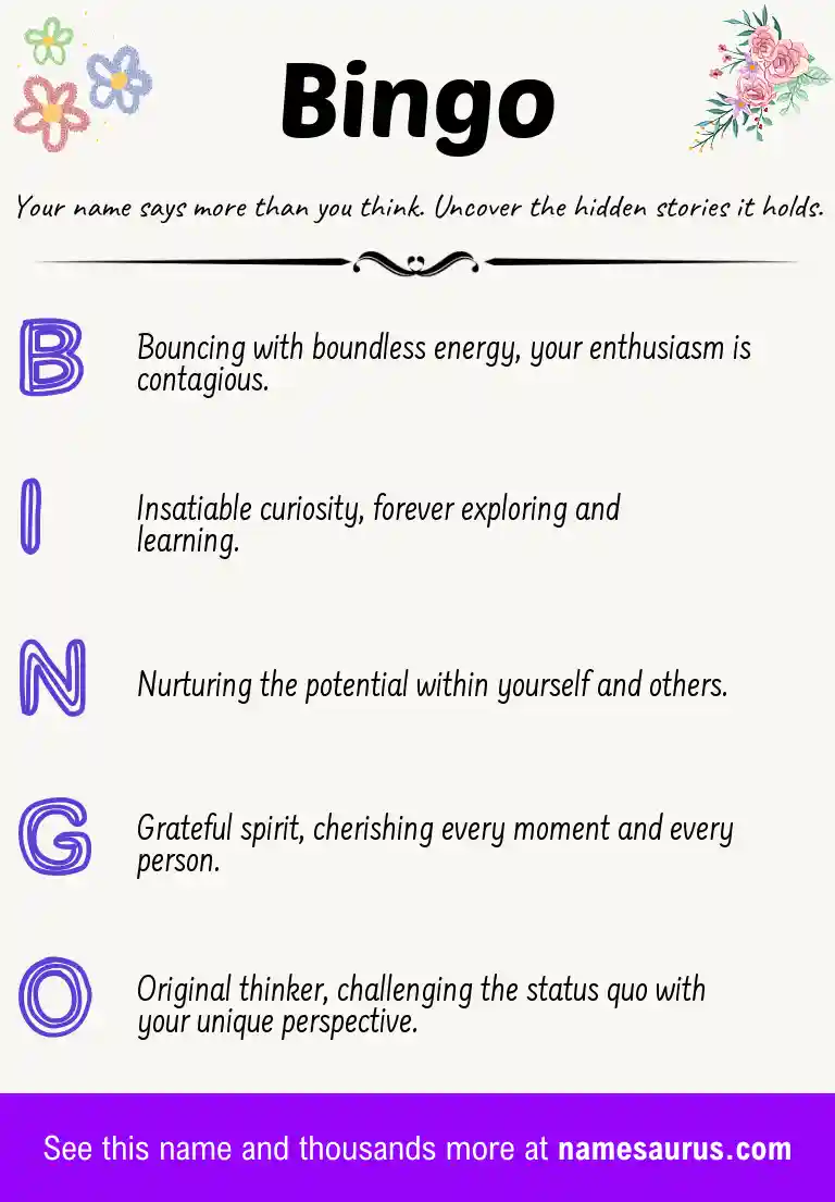 Acrostic poem about Bingo.