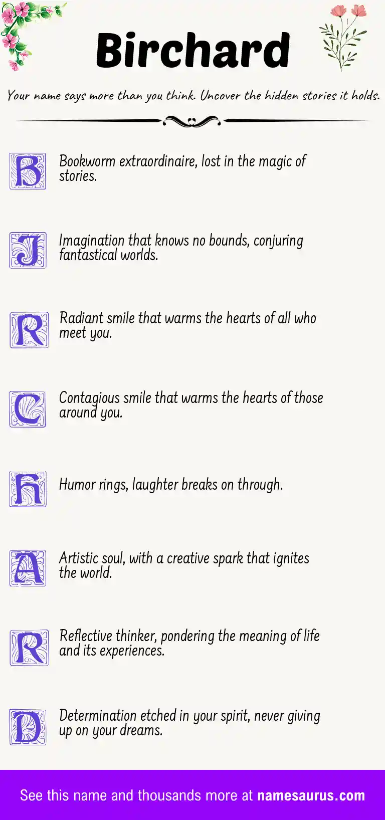 Acrostic poem about Birchard.