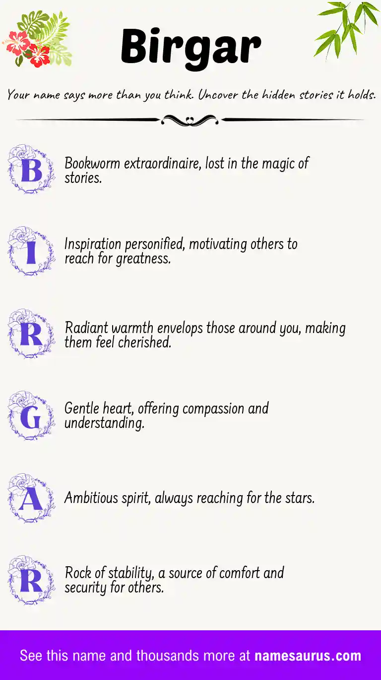 Acrostic poem about Birgar.