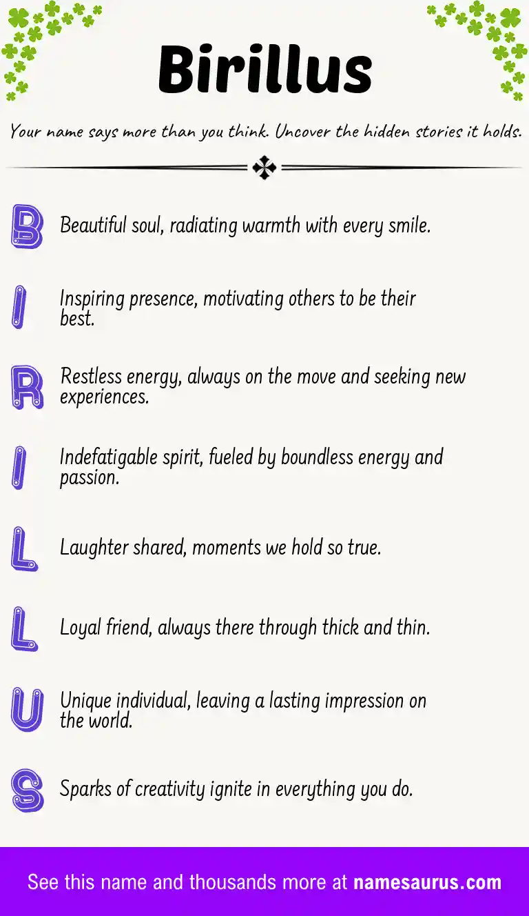 Acrostic poem about Birillus.