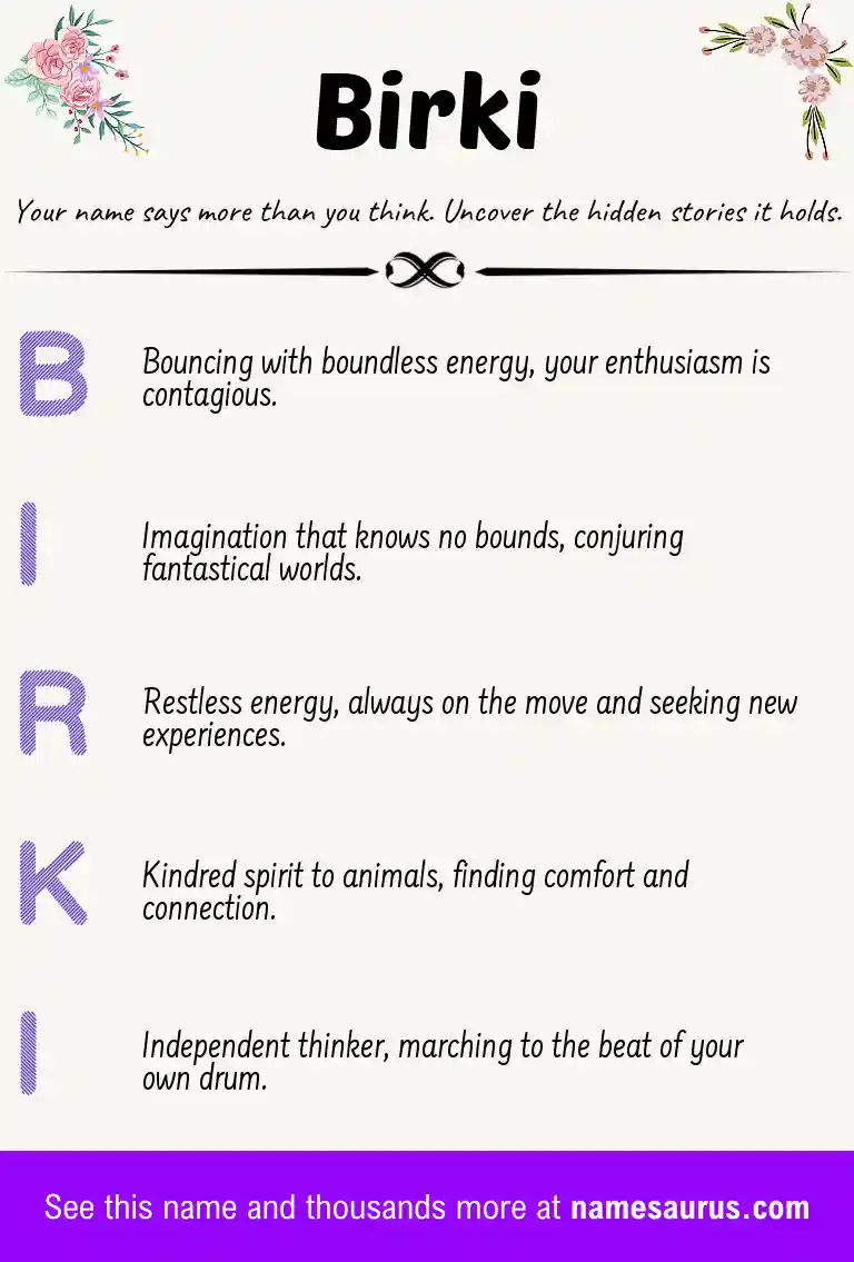 Acrostic poem about Birki.