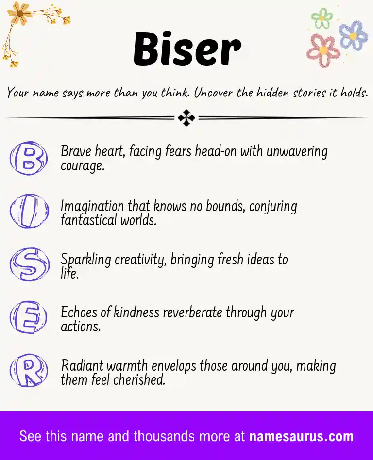 Acrostic poem about Biser.