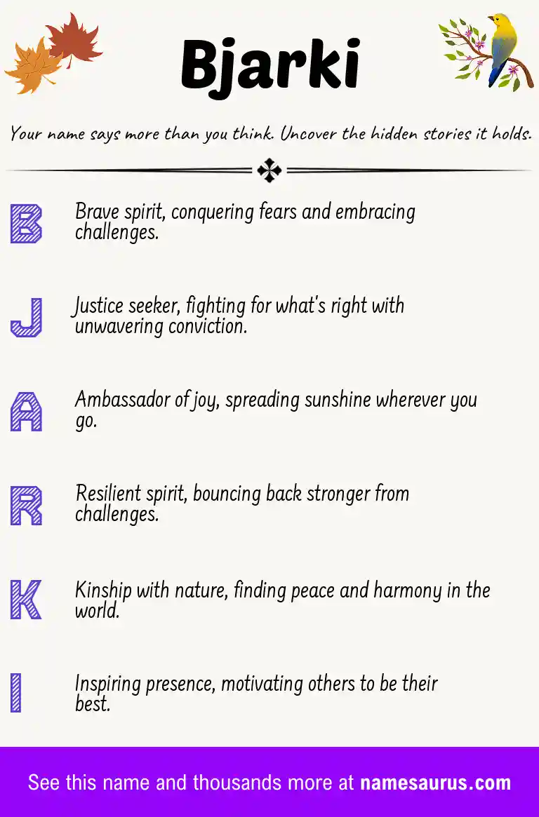 Acrostic poem about Bjarki.