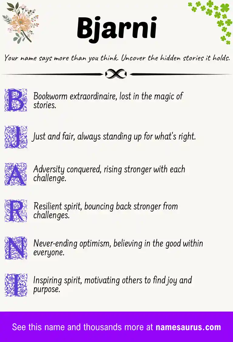 Acrostic poem about Bjarni.
