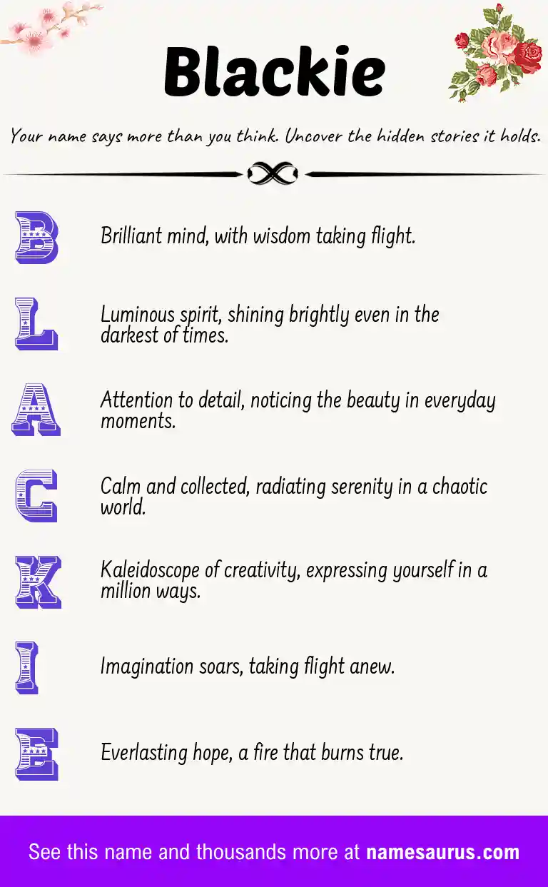 Acrostic poem about Blackie.