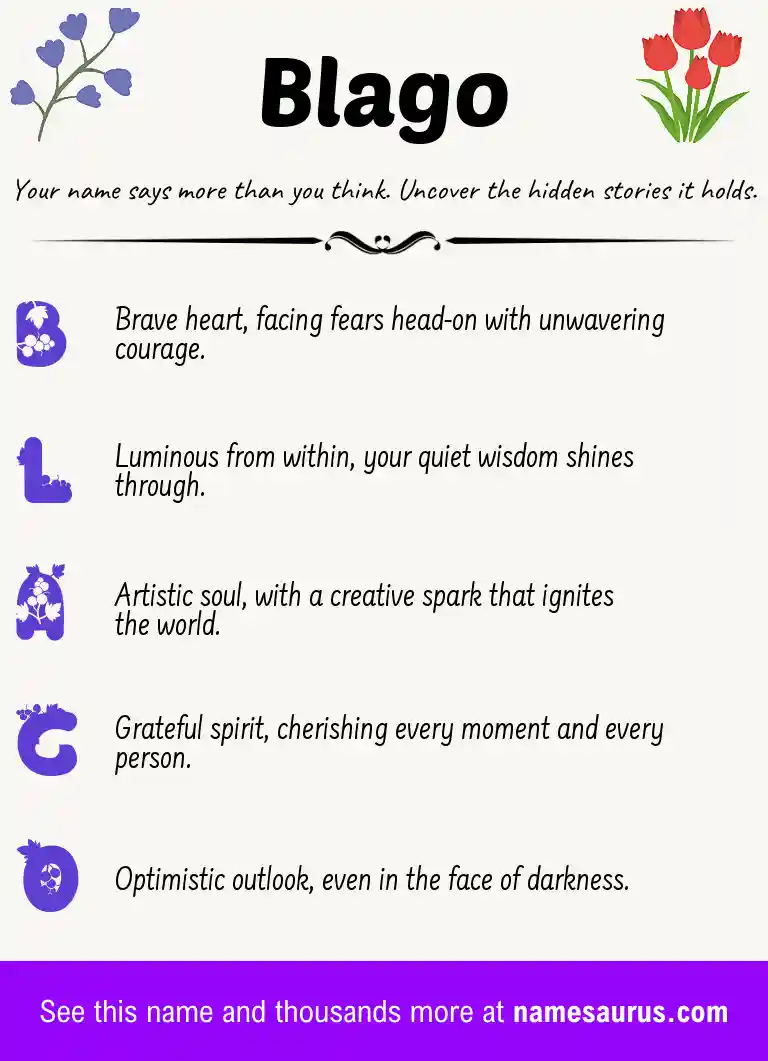 Acrostic poem about Blago.