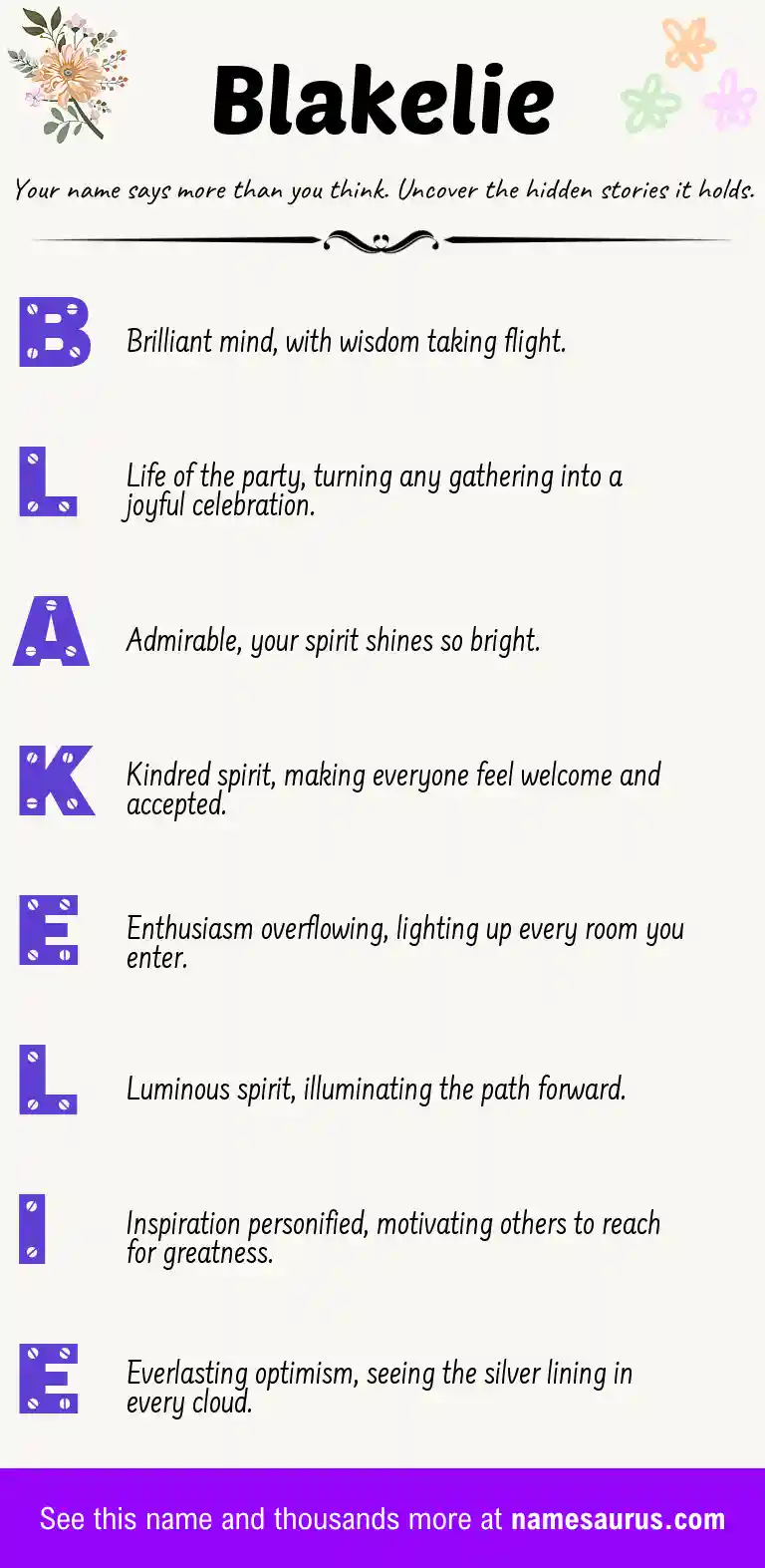 Acrostic poem about Blakelie.