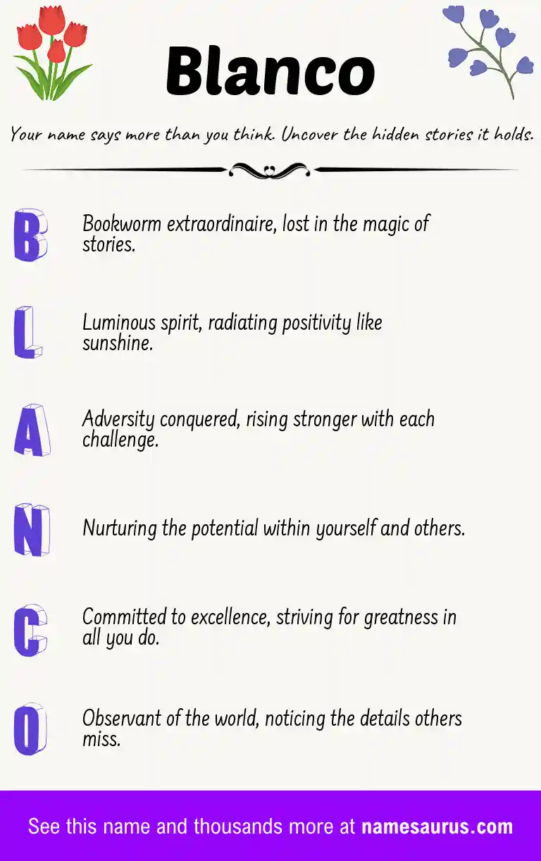 Acrostic poem about Blanco.