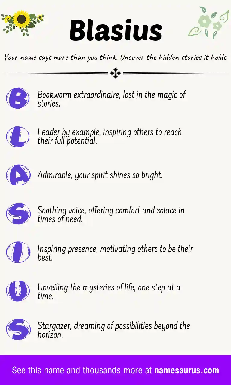 Acrostic poem about Blasius.