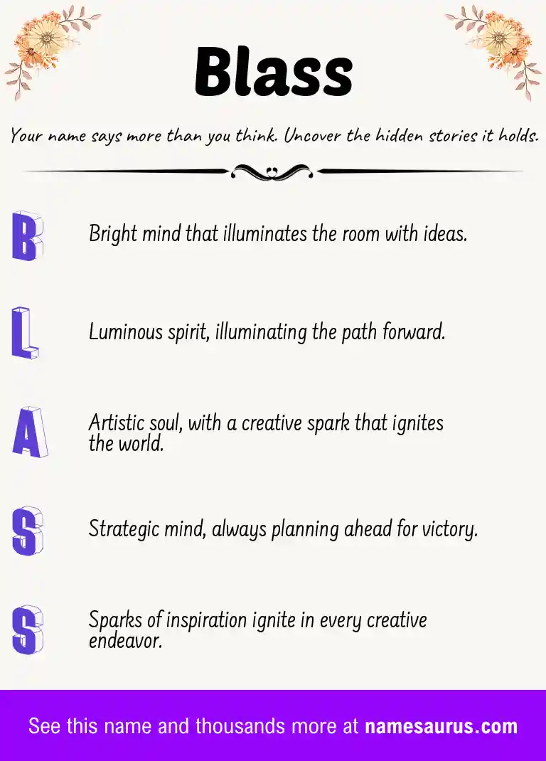 Acrostic poem about Blass.