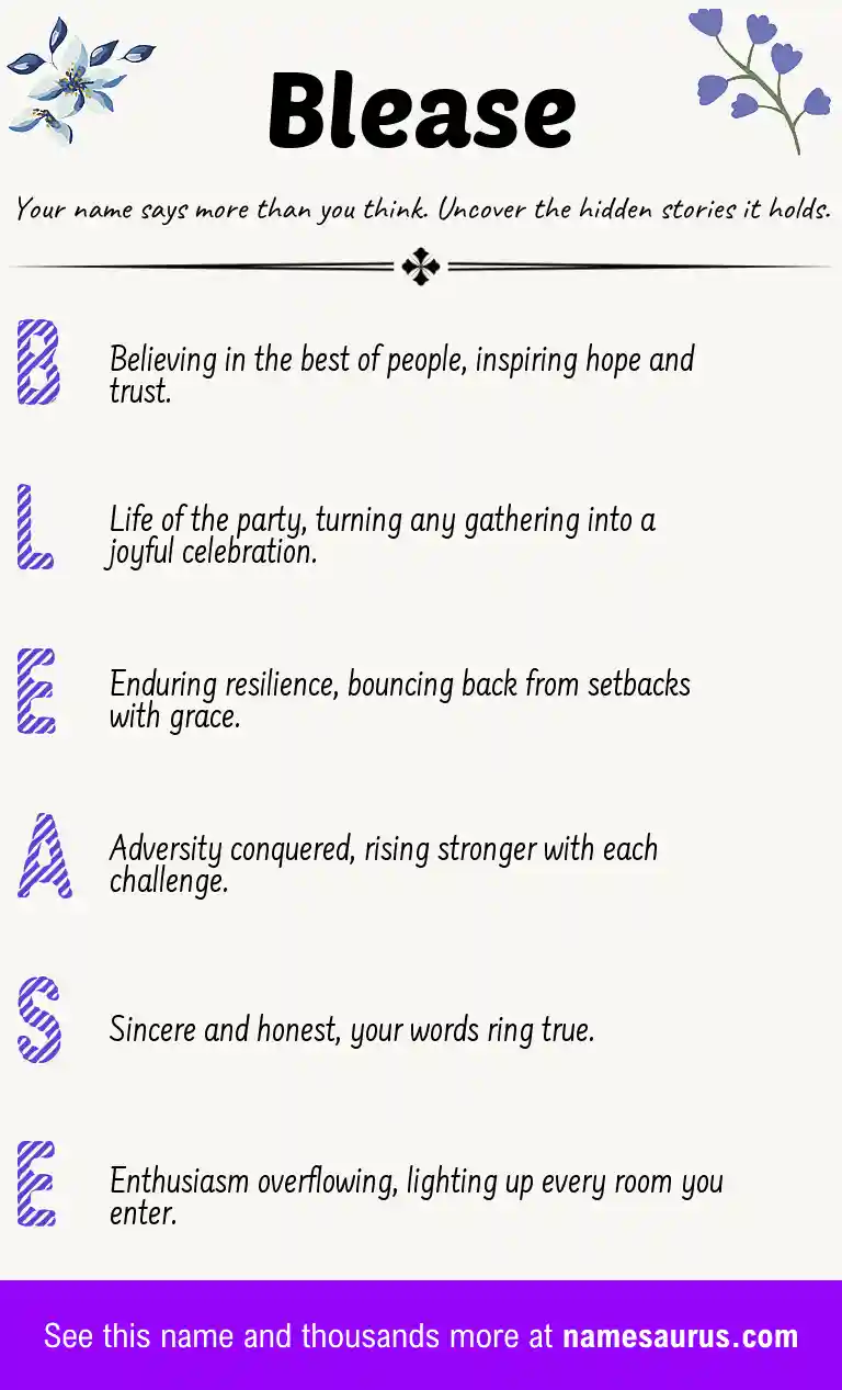 Acrostic poem about Blease.