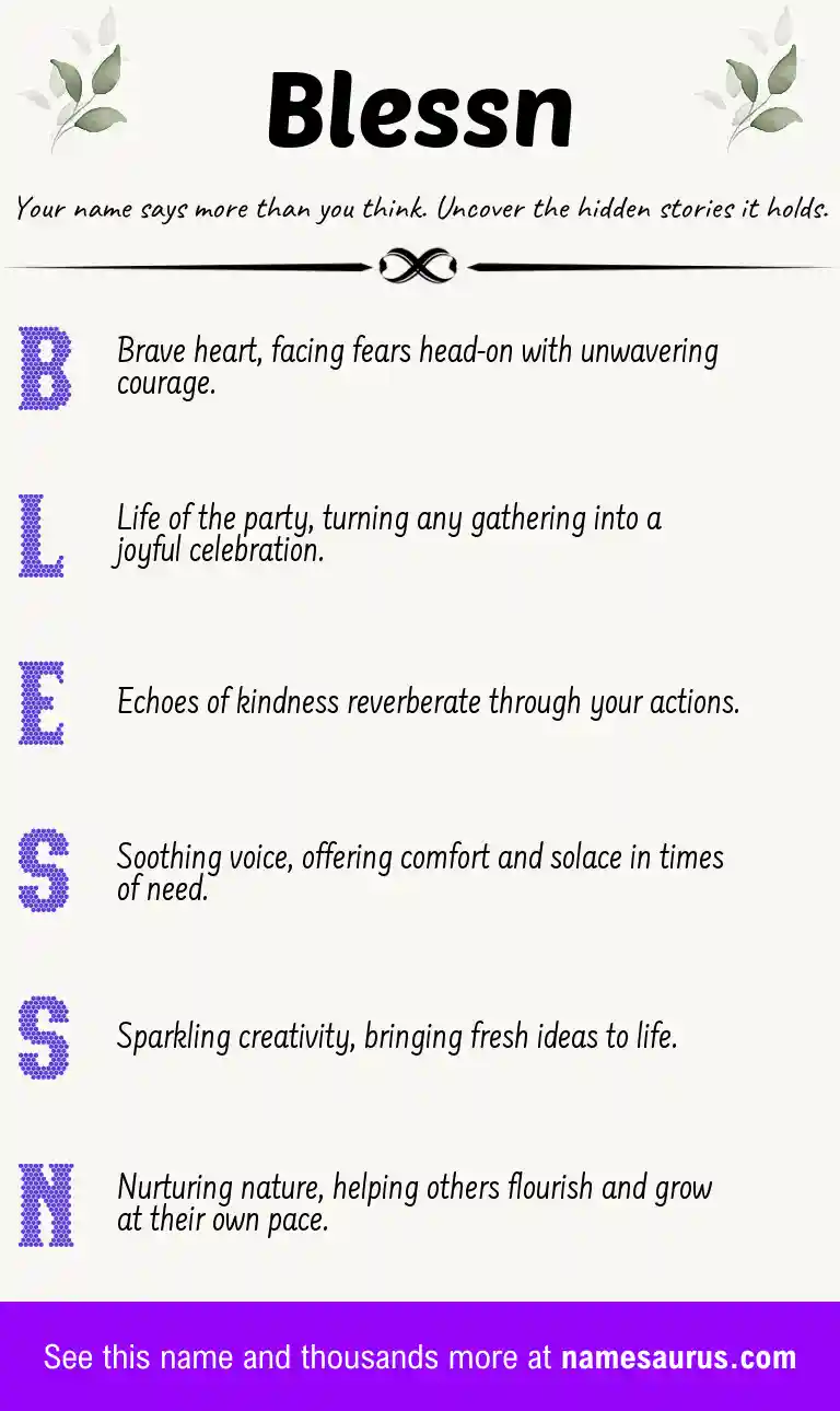 Acrostic poem about Blessn.