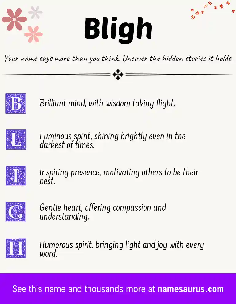 Acrostic poem about Bligh.
