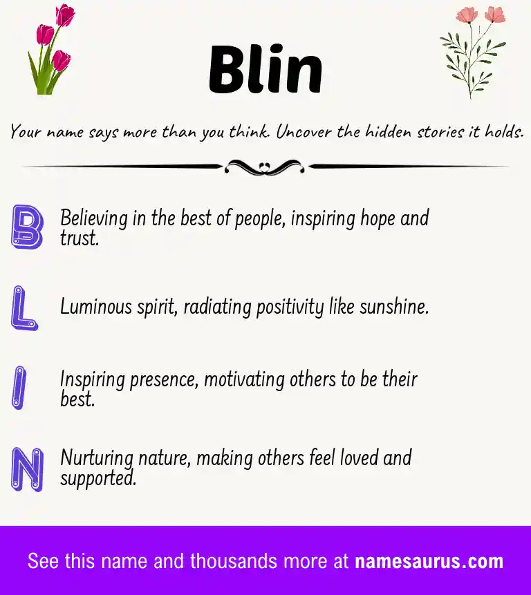 Acrostic poem about Blin.