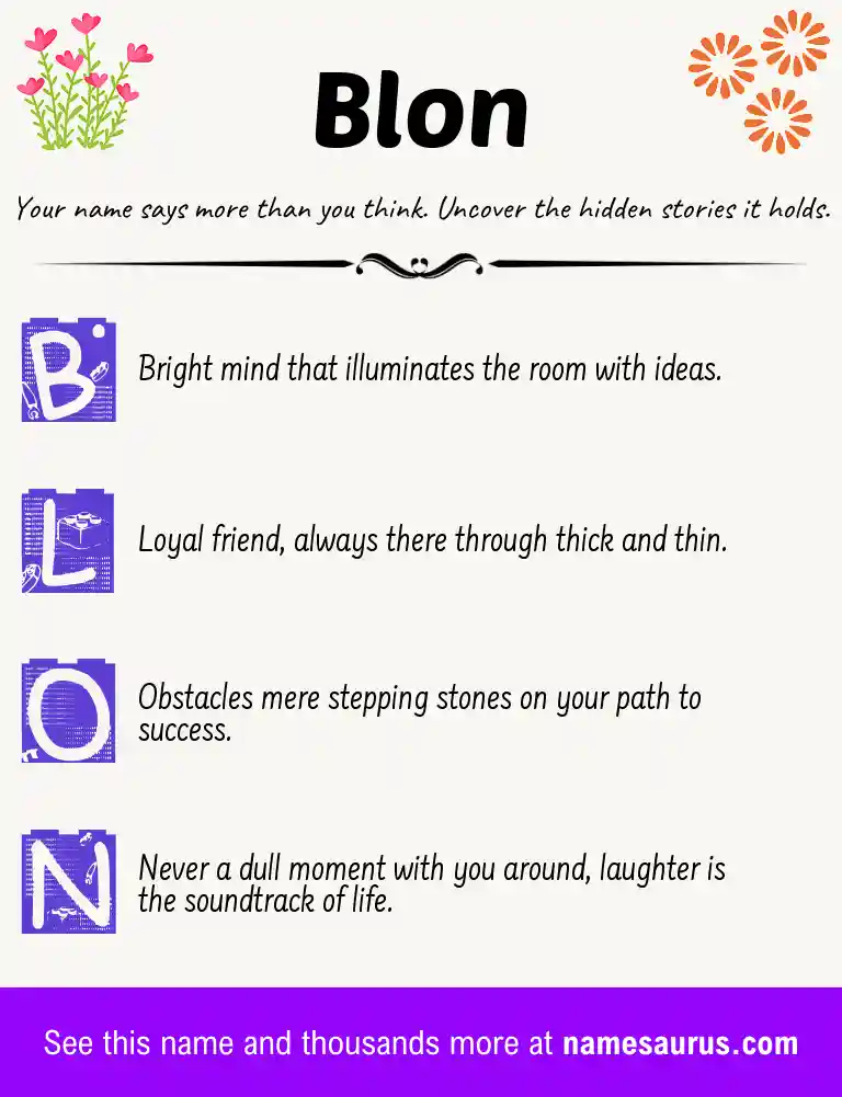 Acrostic poem about Blon.