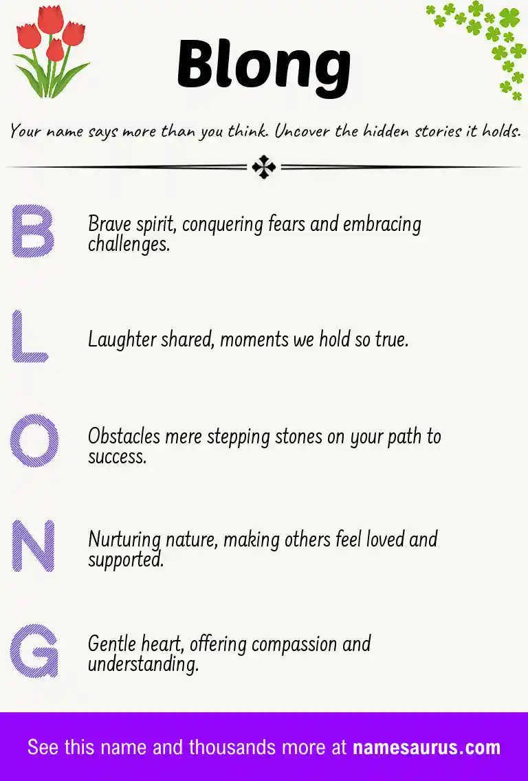 Acrostic poem about Blong.