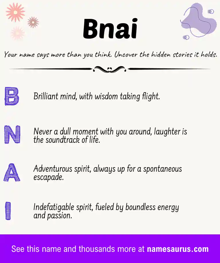 Acrostic poem about Bnai.