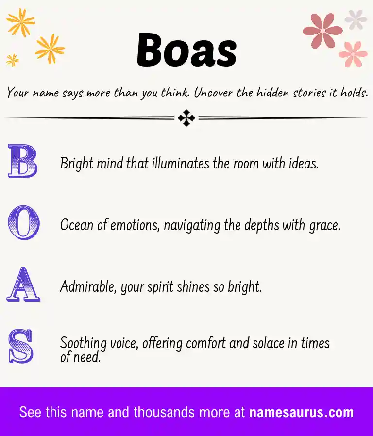 Acrostic poem about Boas.