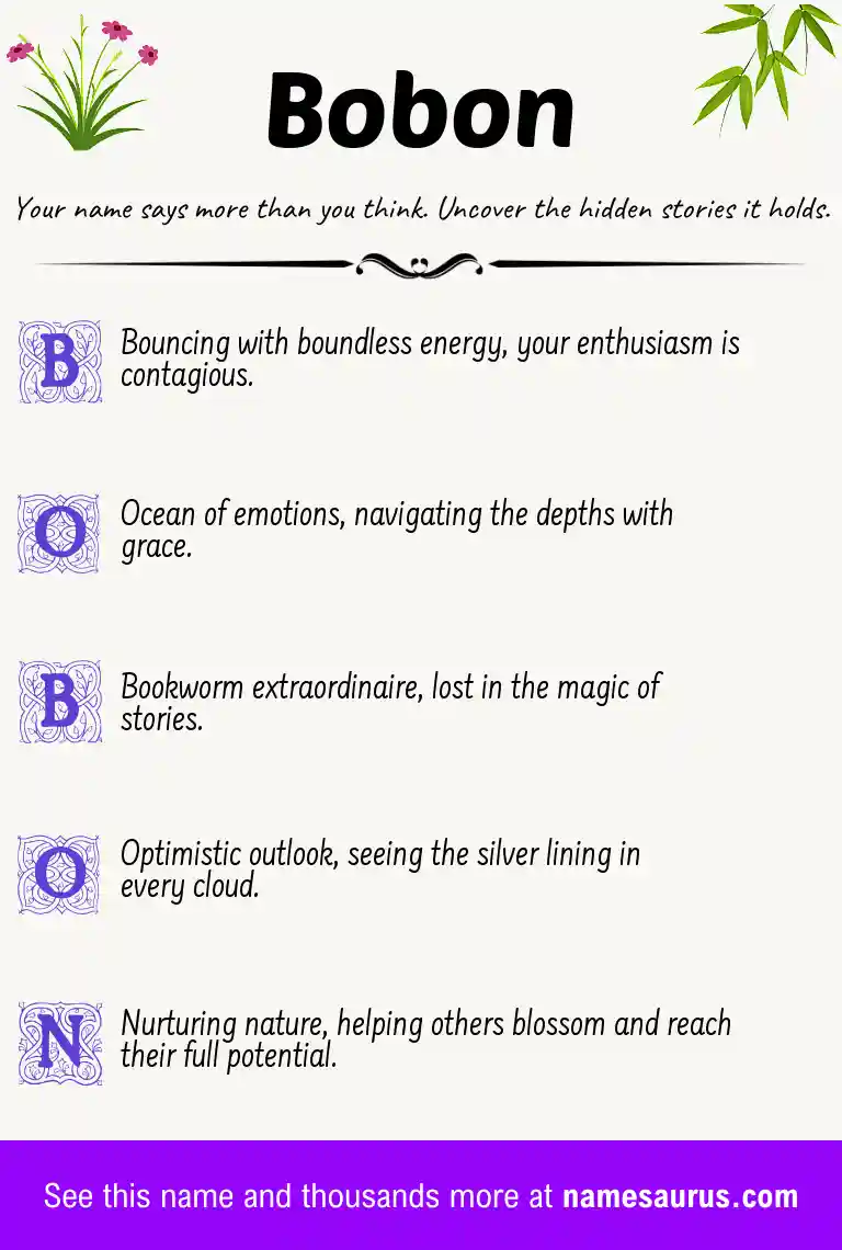 Acrostic poem about Bobon.